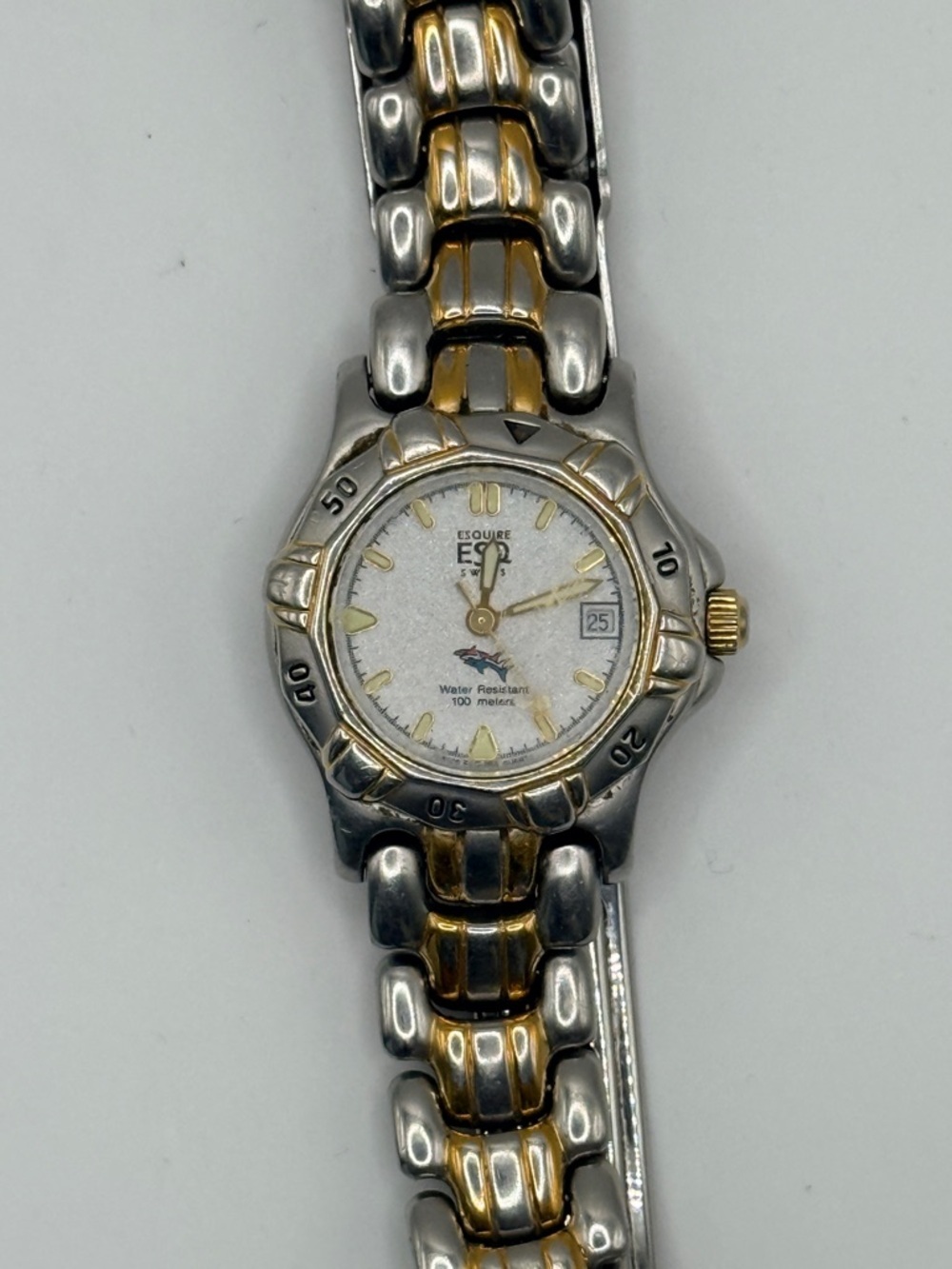 Vintage ESQ Swiss Two Tone Shark Diver Watch - New Battery